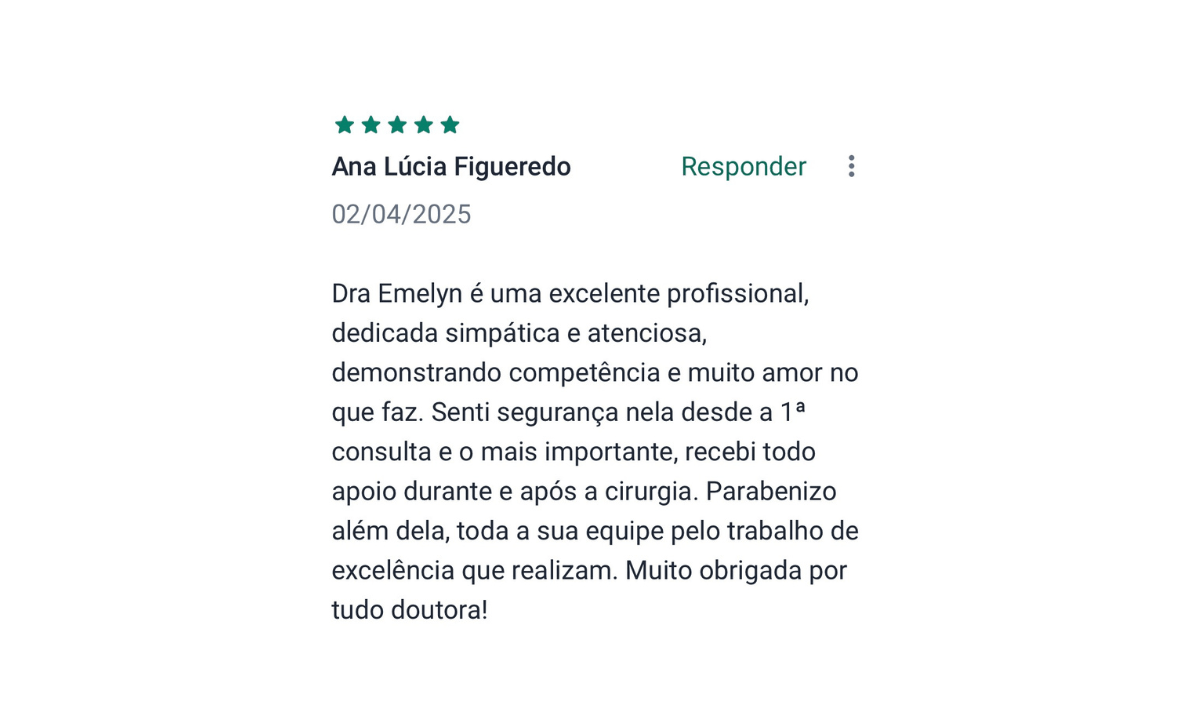 Avaliação de paciente no Google